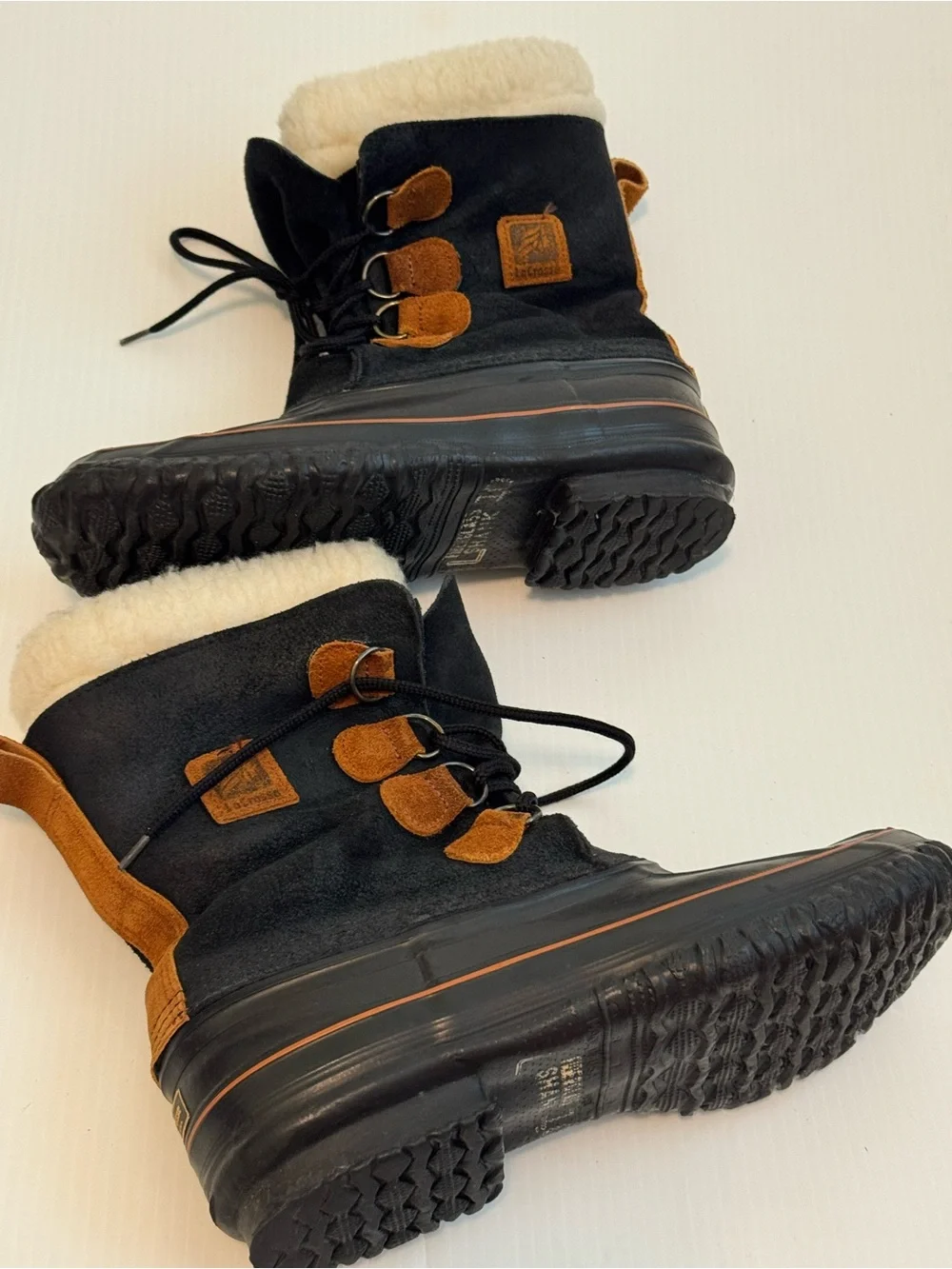 LaCrosse Fiberglass shank Black and Brown Sherpa-Lined Men’s Winter Boots